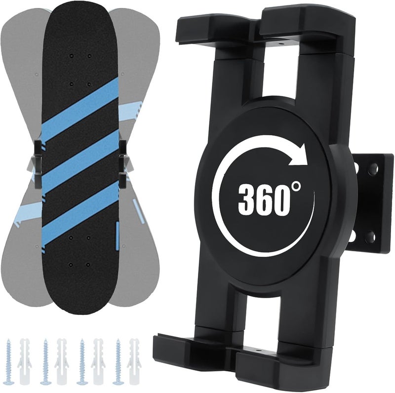 KCMOSGI Skateboard Wall Mount,360° Rotating Skateboard Wall Hanger,Universal Skateboard Decks Wall,Any Horizontal Angle,Suitable for Skateboard Lovers - Image 1